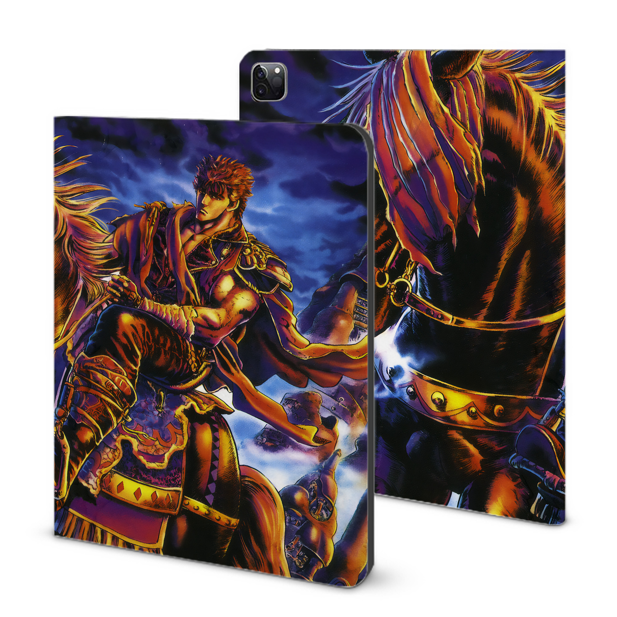 （画像用） 北斗の拳 Fist of the North Star IPad ケース ブック型 PUレザー TPU 耐衝撃 軽量 薄型 ペン収納なし 全面保護 IPad 各モデル対応
